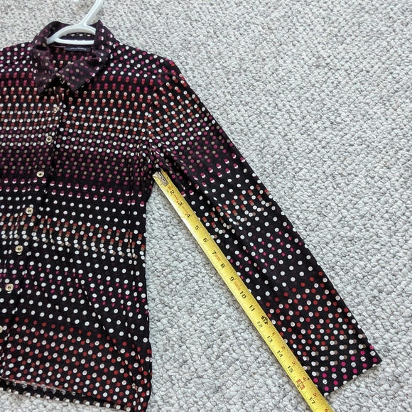 Tommy Hilfiger Women's (S/M) Black Button-Down Blouse w/Multicolored Polka Dots - Picture 6 of 13